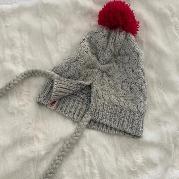 The North Face Gray Knit Beanie Tassels & Pom-Pom - Picture 3 of 6